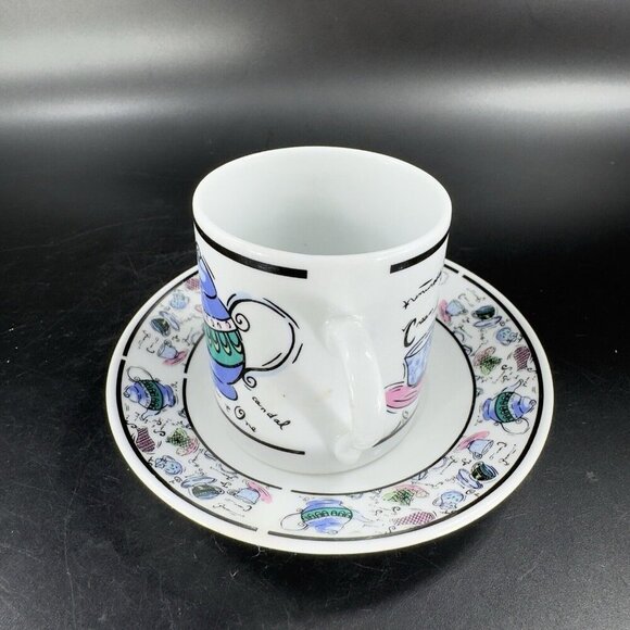 Vintage CHEKOSLOVAKIAN Fine Porcelain Motif Teacup And Saucer Czechoslovakia Set - Picture 13 of 16